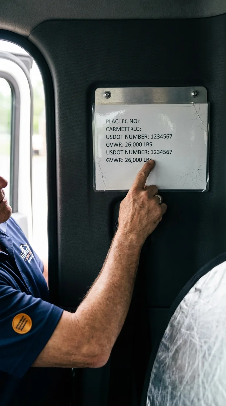 USDOT licensing placard verification in Mineral Wells